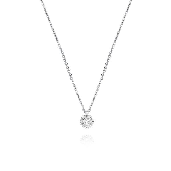 Collar Grace Collar de oro blanco de 18K decorado con un diamante de 0,10ct talla brillante.