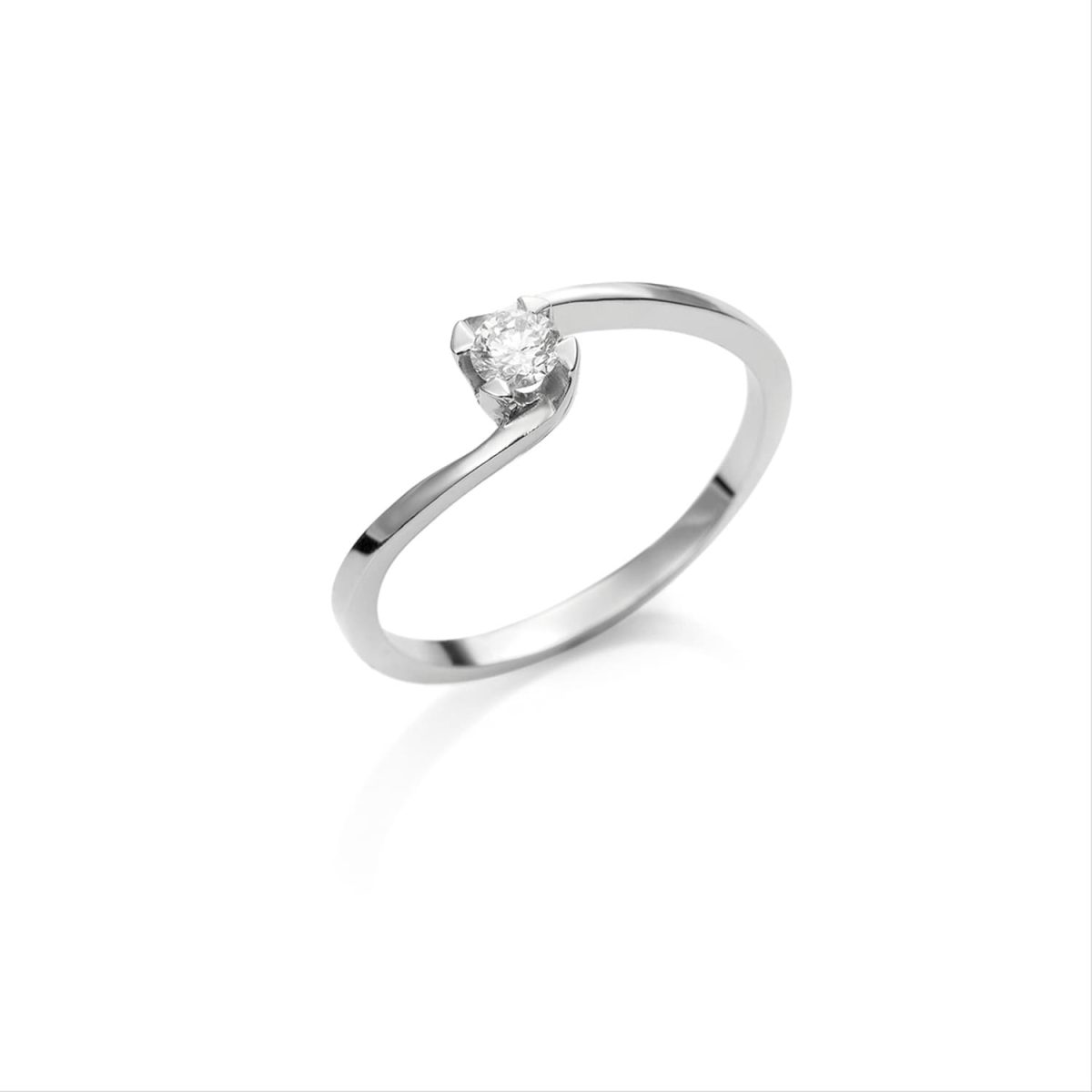 Anillo Wedding Anillo de oro blanco de 18K con un diamante de 0,15ct talla brillante.