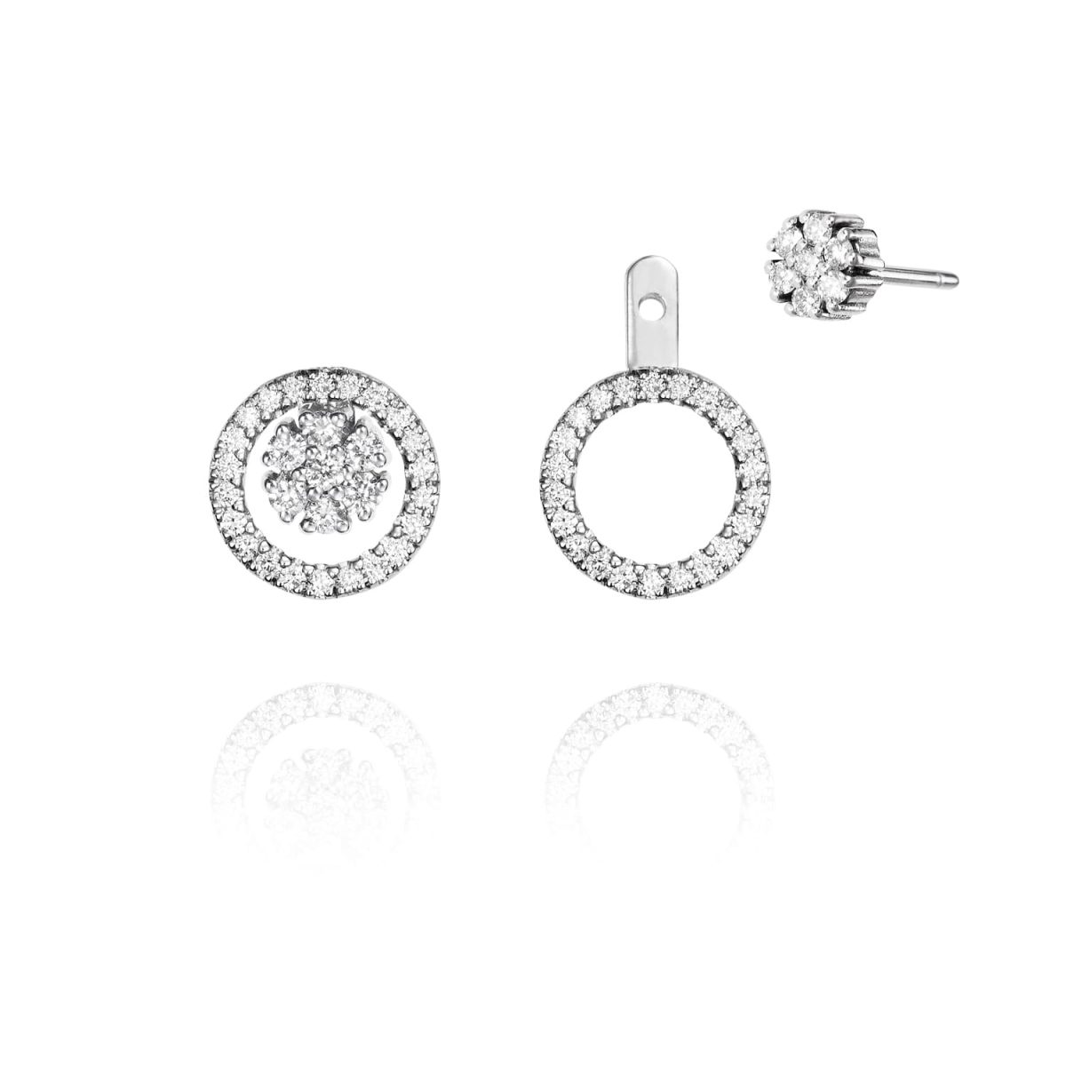 Pendientes NEW ENSEMBLE Pendientes de oro blanco de 18K compuestos de dos partes que nos ofrece una triple versión con 0,47ct de diamantes talla brillante.