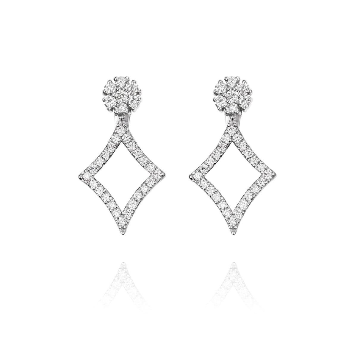 Pendientes NEW ENSEMBLE Pendientes de oro blanco de 18K compuestos de dos partes que nos ofrece una triple versión con 0,51ct de diamantes talla brillante.