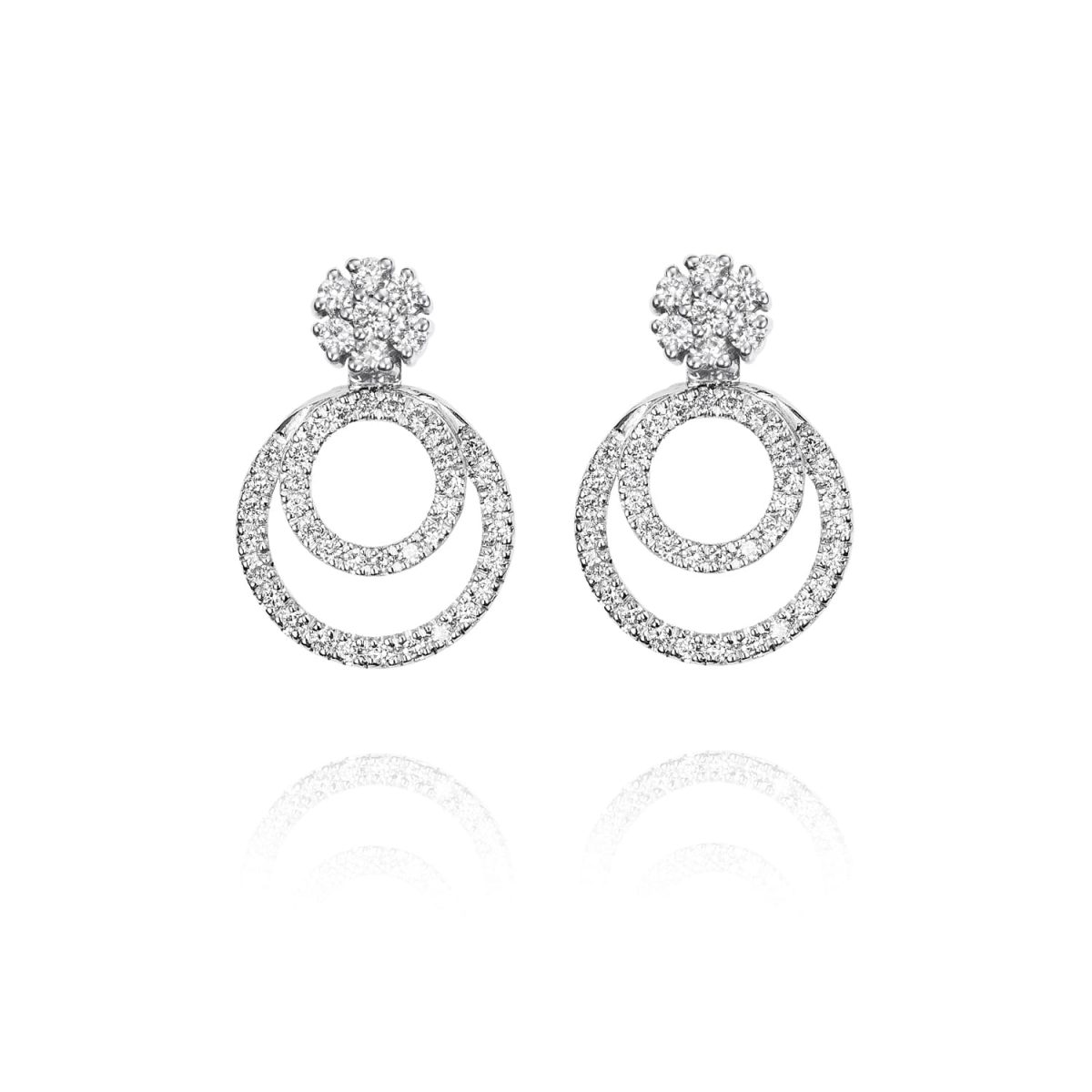 Pendientes NEW ENSEMBLE Pendientes de oro blanco de 18K compuestos de dos partes que nos ofrece una triple versión con 0,53ct de diamantes talla brillante.