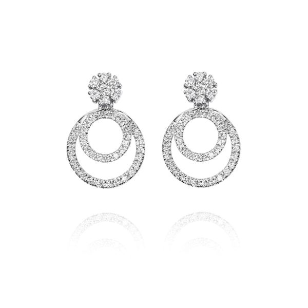 Pendientes NEW ENSEMBLE Pendientes de oro blanco de 18K compuestos de dos partes que nos ofrece una triple versión con 0,53ct de diamantes talla brillante.