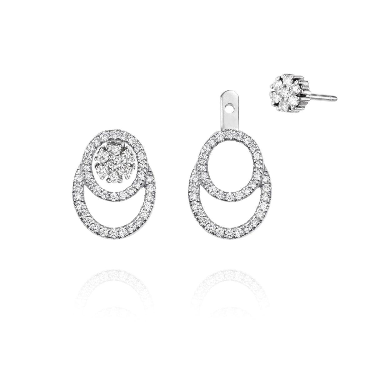 Pendientes NEW ENSEMBLE Pendientes de oro blanco de 18K compuestos de dos partes que nos ofrece una triple versión con 0,53ct de diamantes talla brillante.