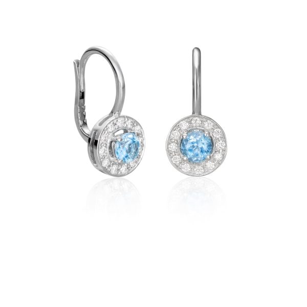 Pendientes Wedding Colour Pendientes de oro blanco de 18K adornado con 0,20ct de diamantes talla brillante y 0,65ct de topacio azul.