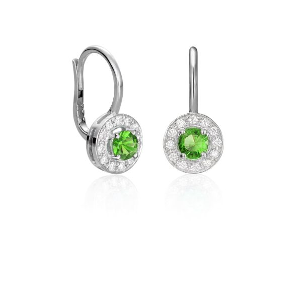 Pendientes Wedding Colour Pendientes de oro blanco de 18K adornados con 0,20ct de diamantes talla brillante y 0,70ct de  tsavoritas naturales.