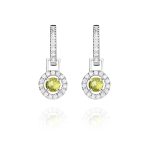 Pendientes Wedding Colour Pendientes de oro blanco de 18K, compuestos de dos partes que nos ofrecen una doble versión, adornados con 0,32ct de diamantes talla brillante y 0,55ct de peridotos naturales.