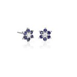 Pendientes Tussie - Mussie Pendientes de oro blanco de 18K con zafiros naturales de 0,60ct talla brillantel y 0,09ct de diamantes talla brillante.