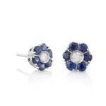 Pendientes Colour Pendientes de oro blanco de 18K con zafiros naturales de 1,70ct talla oval y 0,25ct de diamantes talla brillante.