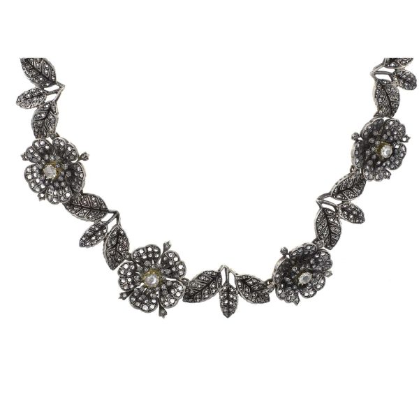 Collar Remember Collar de oro amarillo de 18K con vista de plata envejecida adornado con 11,75ct de diamantes talla antigua   .
